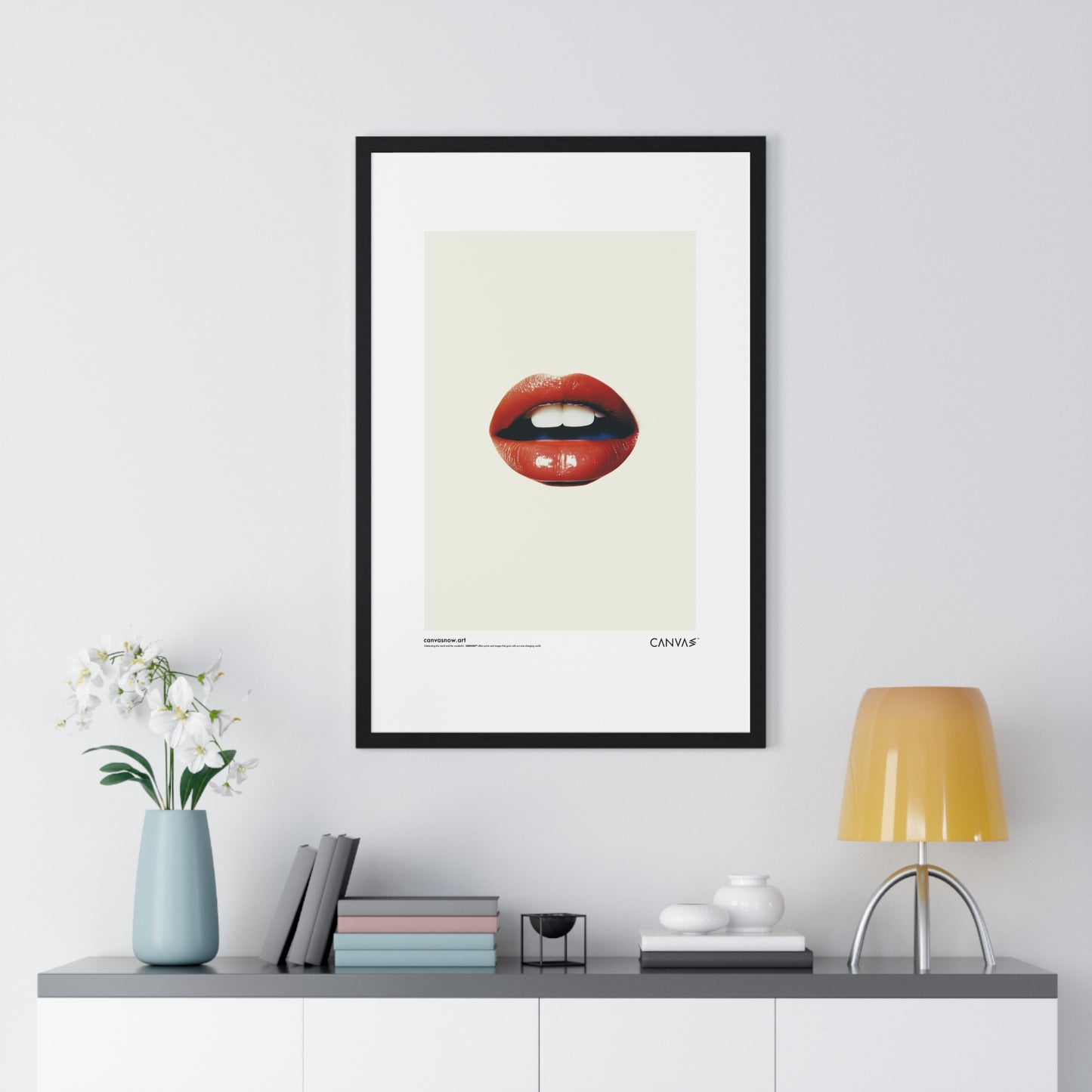 CANVAS™ RED-LIPS-TALK Portrait Framed Poster