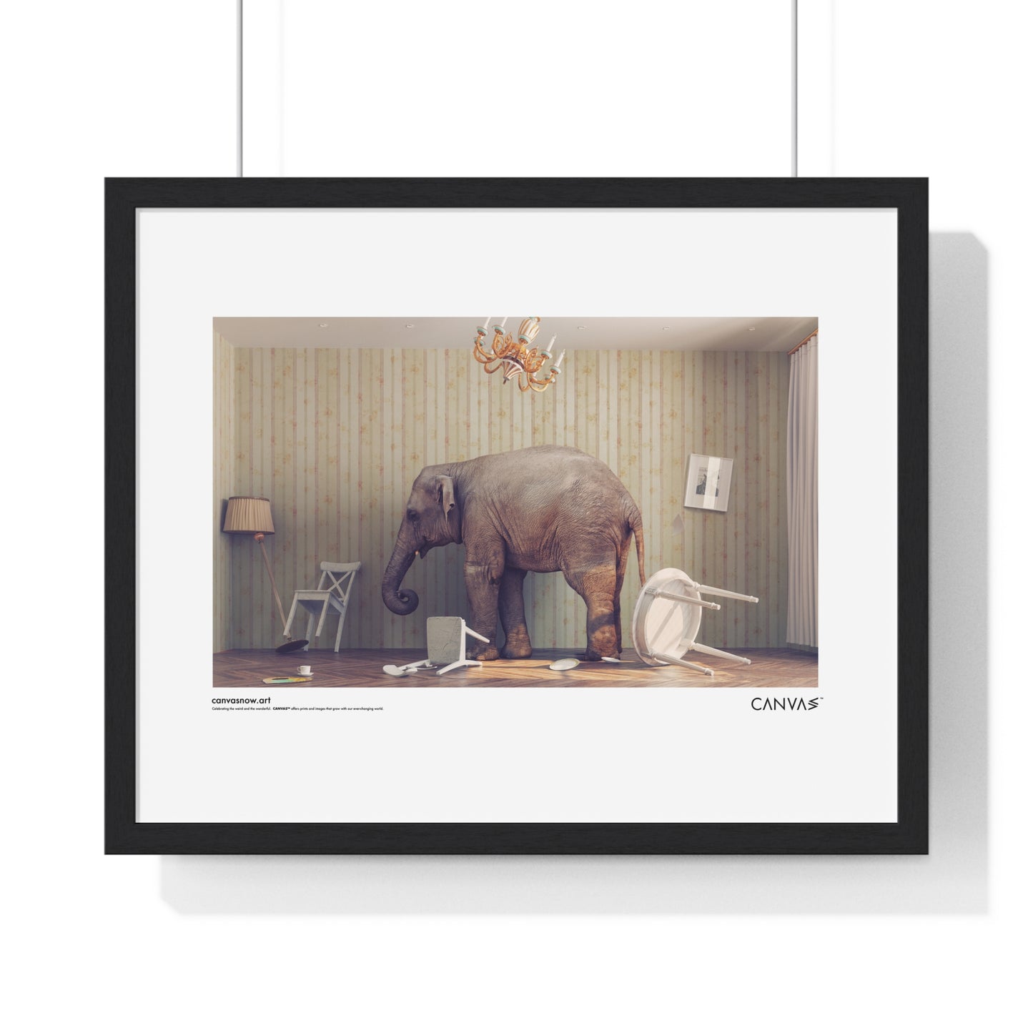 CANVAS™ ELEPHANT-ROOM Landscape Framed Poster