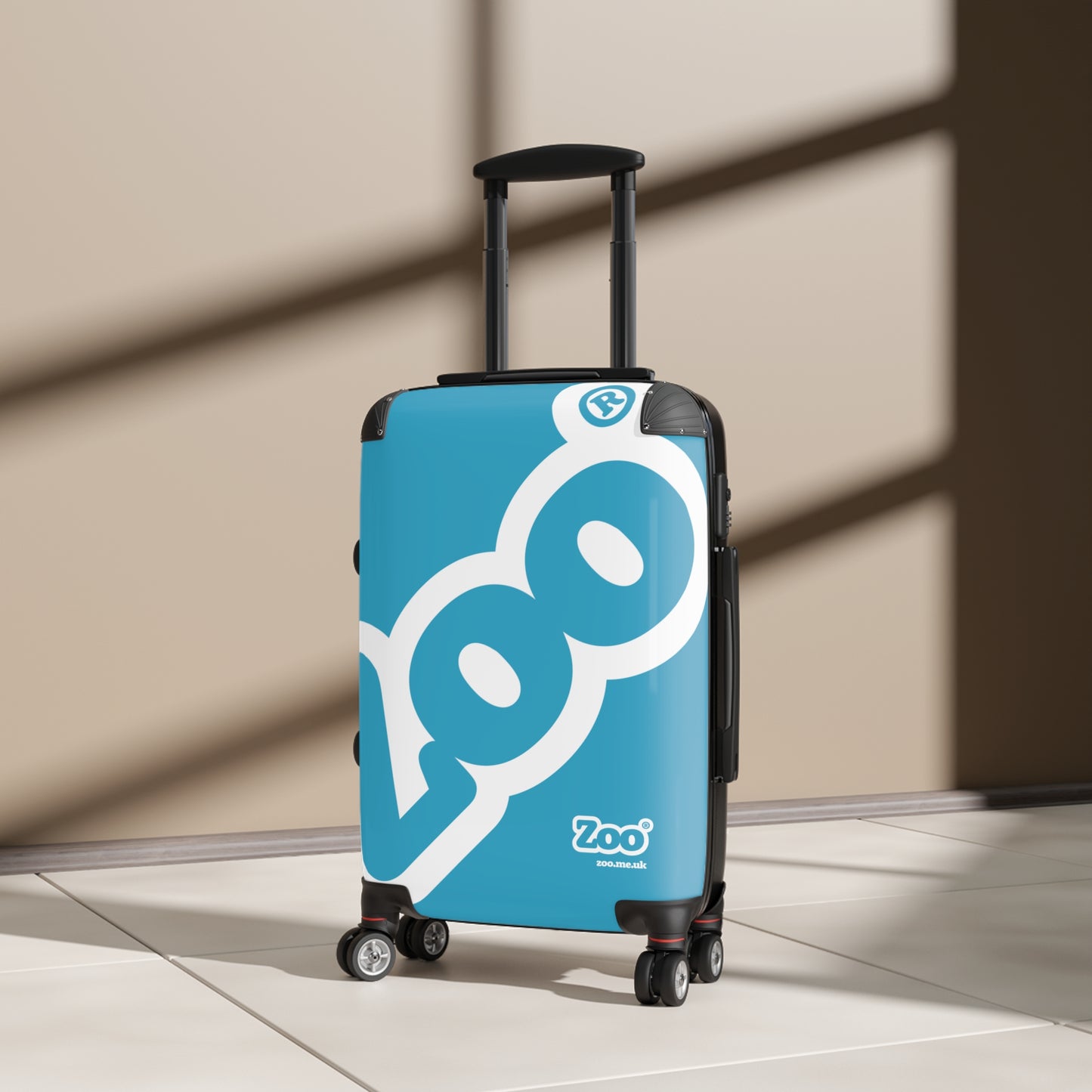 Zoo® White on Turquoise - Black Suitcase