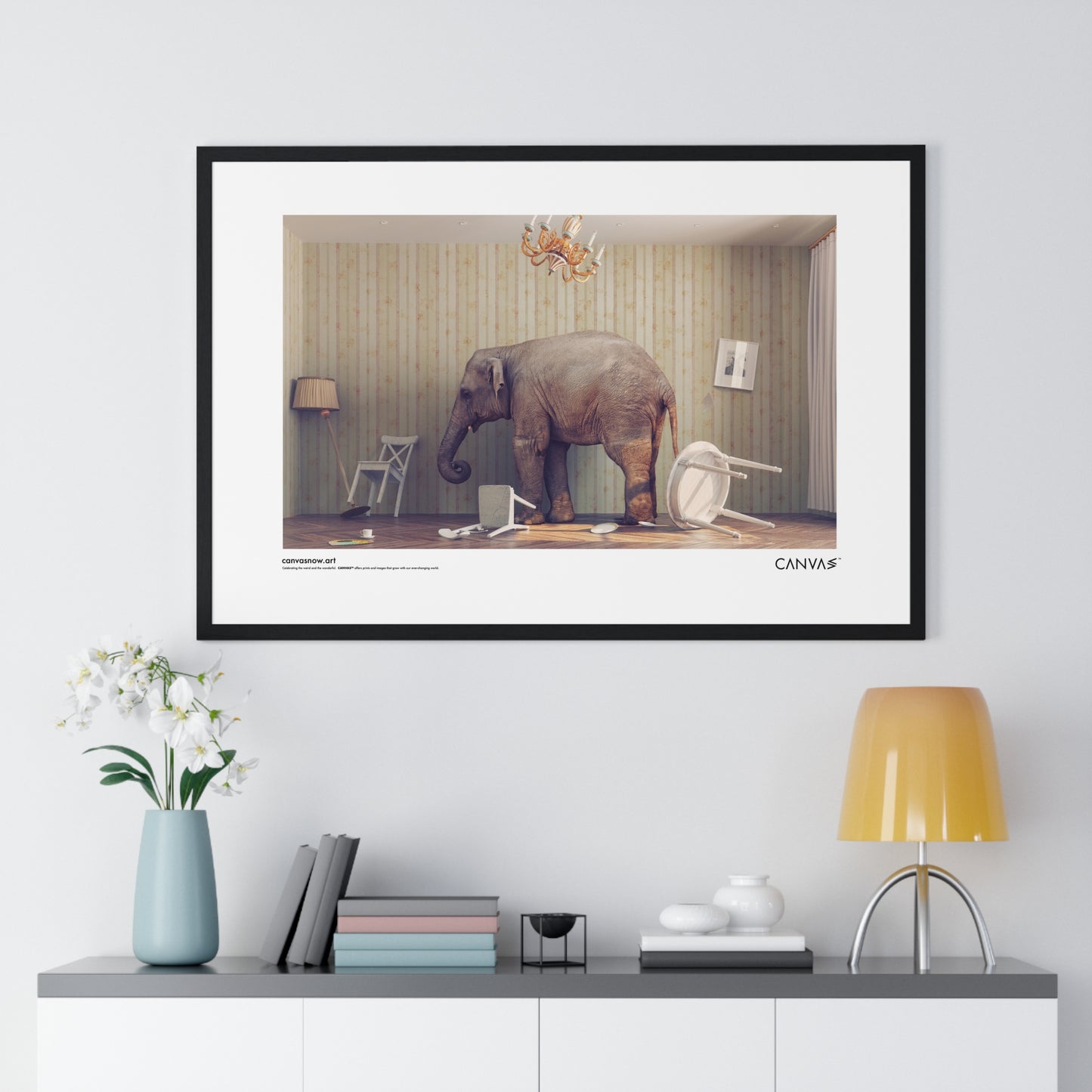 CANVAS™ ELEPHANT-ROOM Landscape Framed Poster