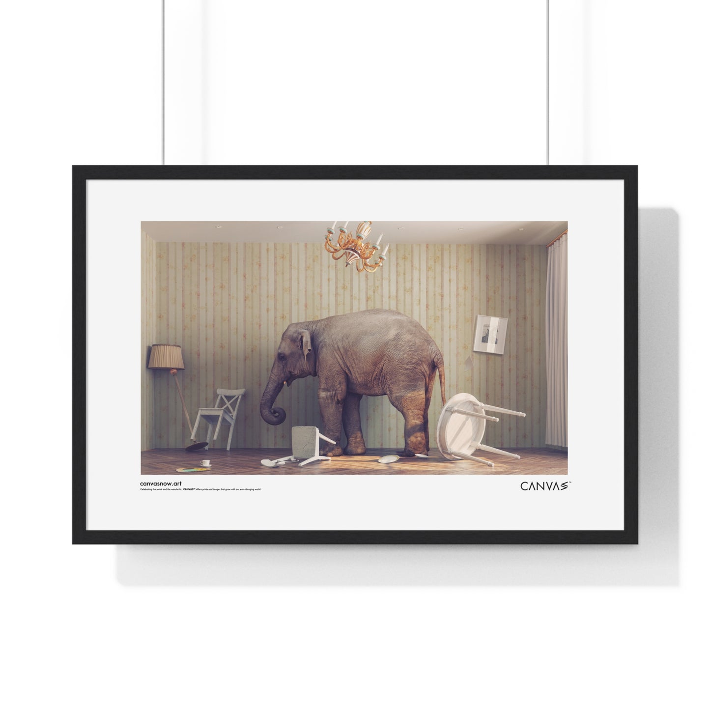 CANVAS™ ELEPHANT-ROOM Landscape Framed Poster