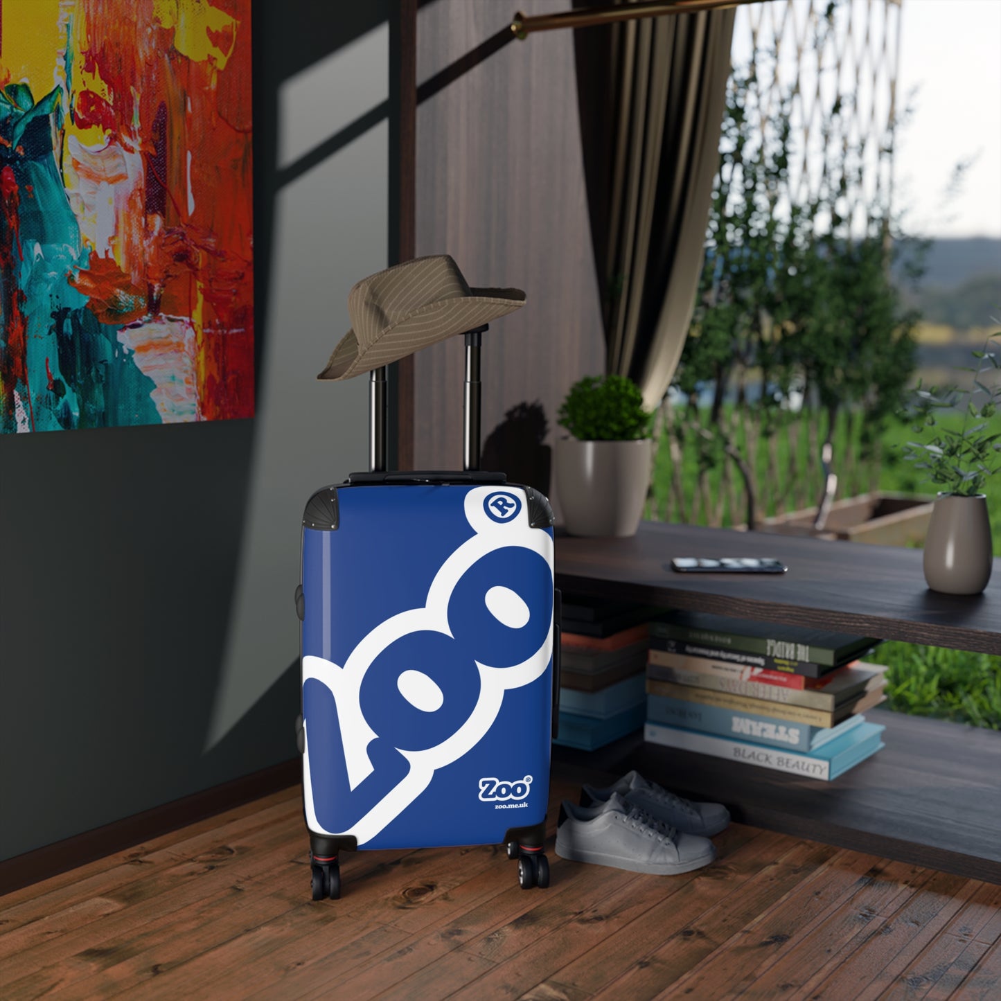 Zoo® White on Dark Blue - Black Suitcase