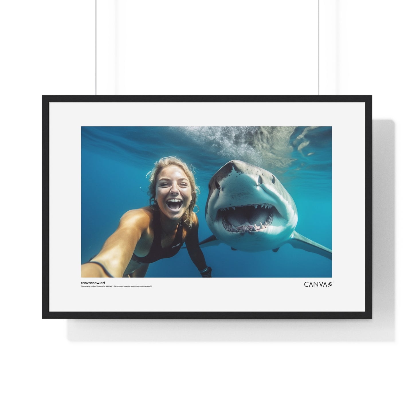 CANVAS™ SHARK-SELFIE Landscape Framed Poster
