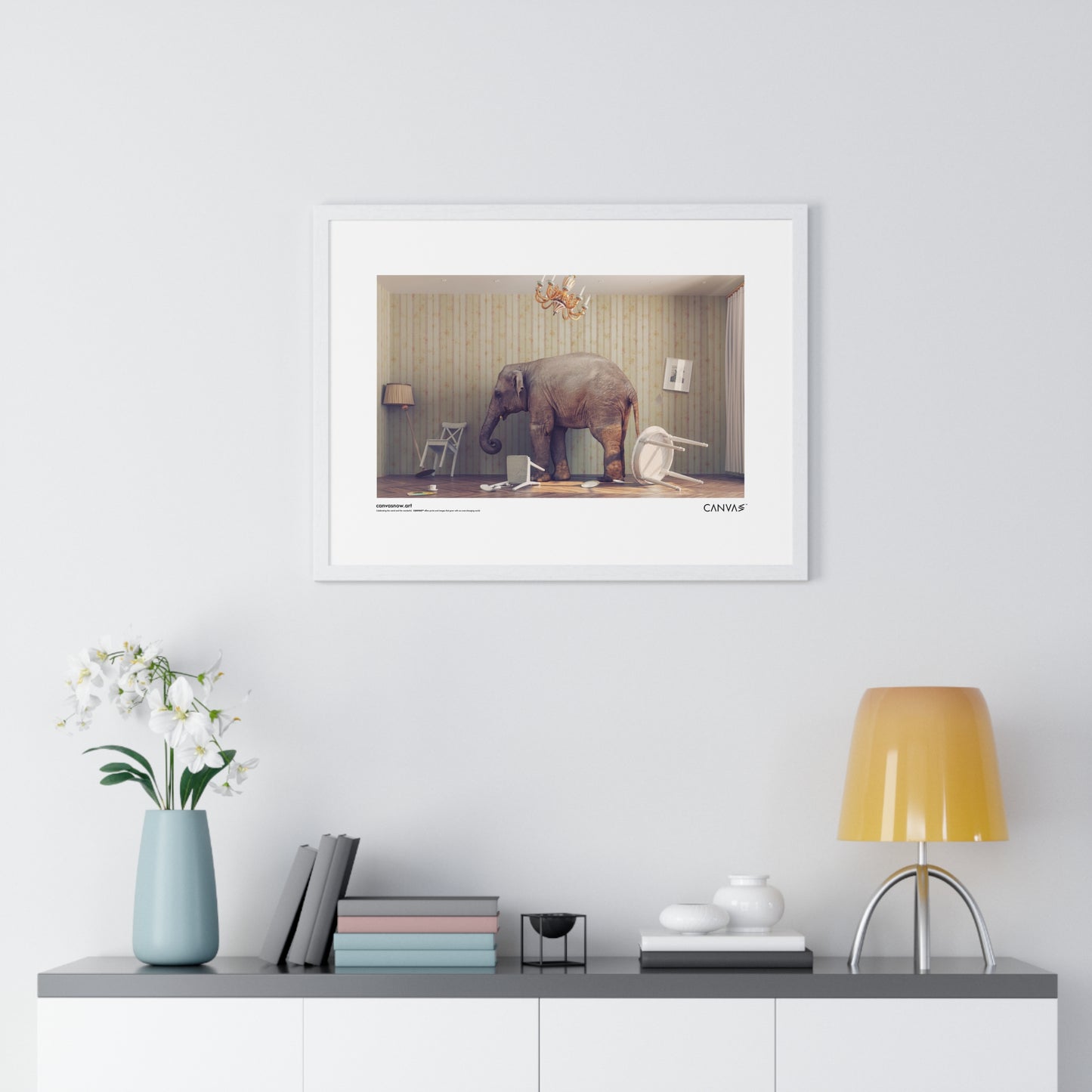 CANVAS™ ELEPHANT-ROOM Landscape Framed Poster