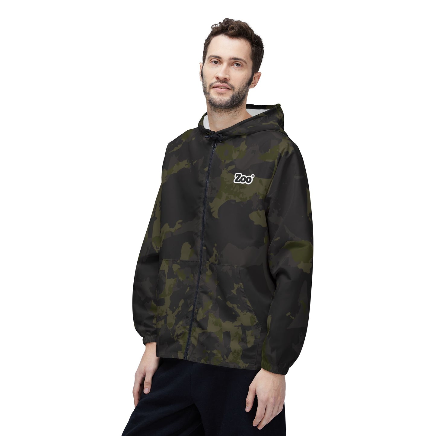 Zoo® Black & Forest Green - Unisex Camo Windbreaker Jacket