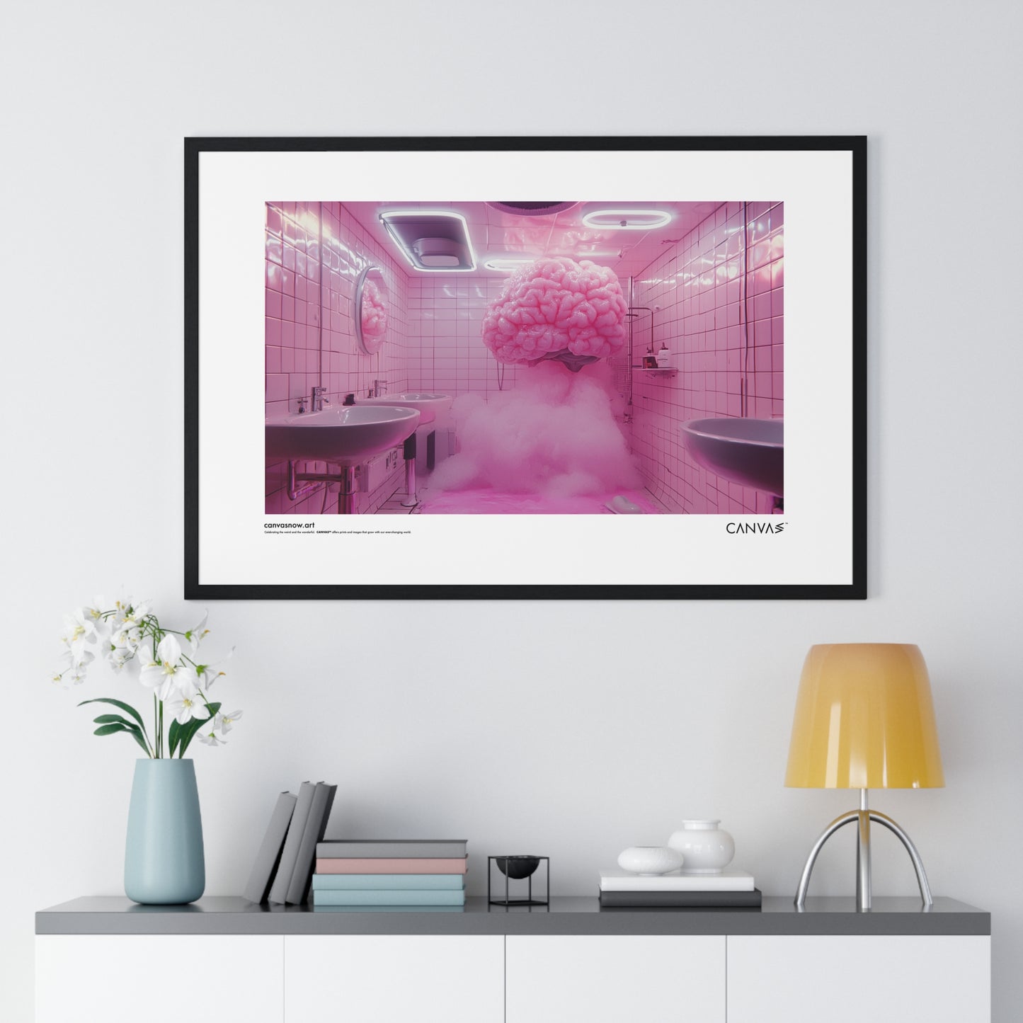 CANVAS™ PINK-BRAIN Landscape Framed Poster