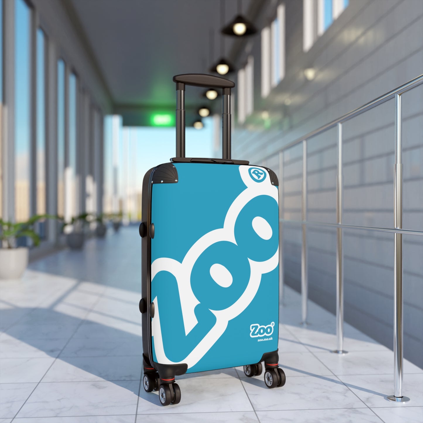Zoo® White on Turquoise - Black Suitcase