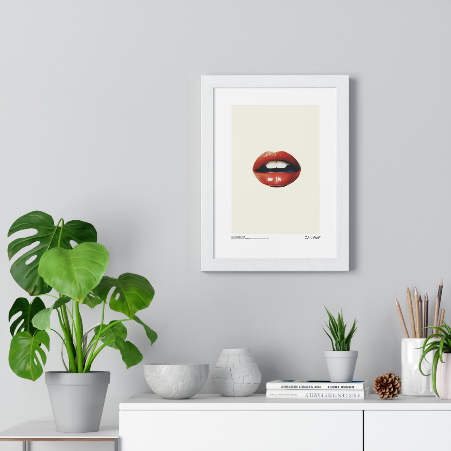 CANVAS™ RED-LIPS-TALK Portrait Framed Poster