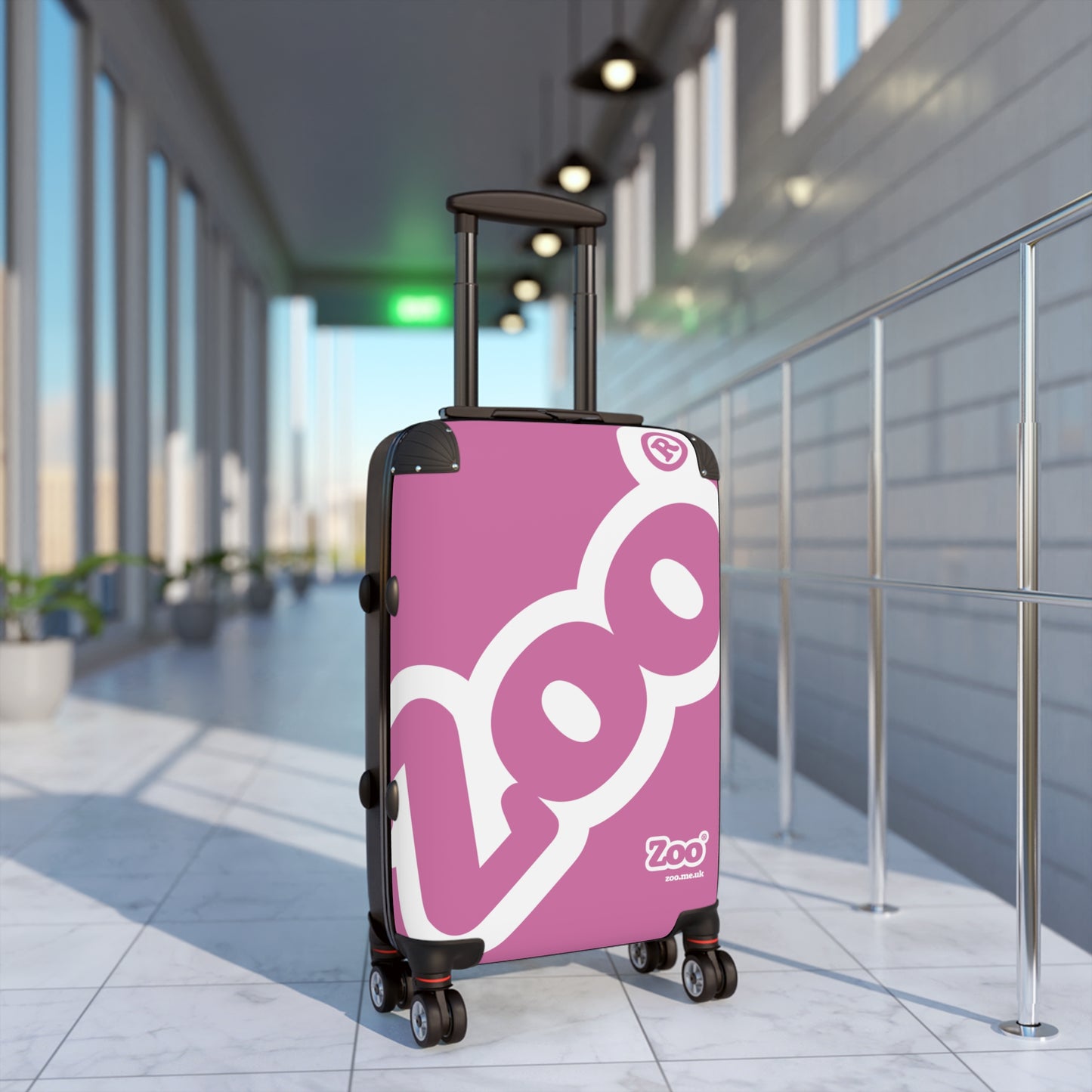 Zoo® White on Pink - Black Suitcase