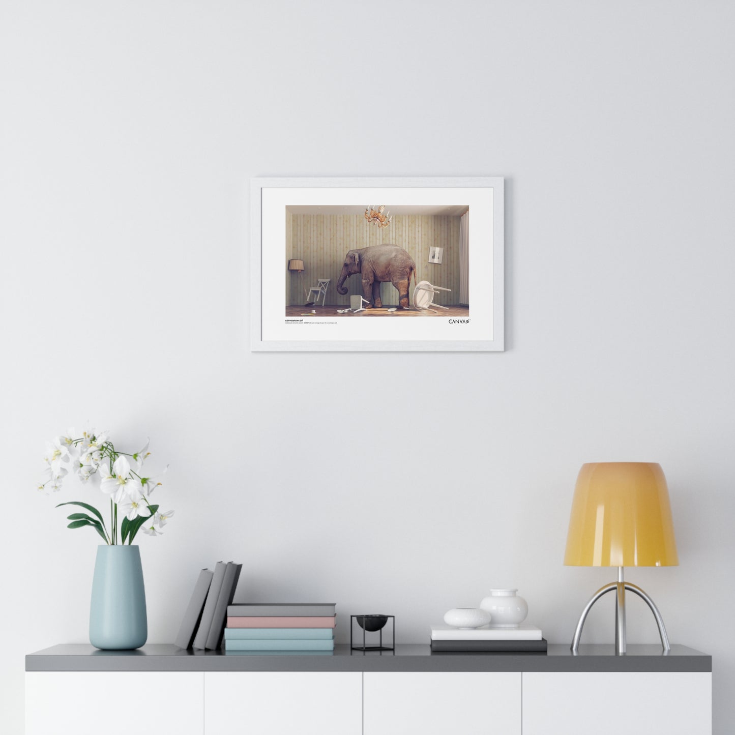 CANVAS™ ELEPHANT-ROOM Landscape Framed Poster