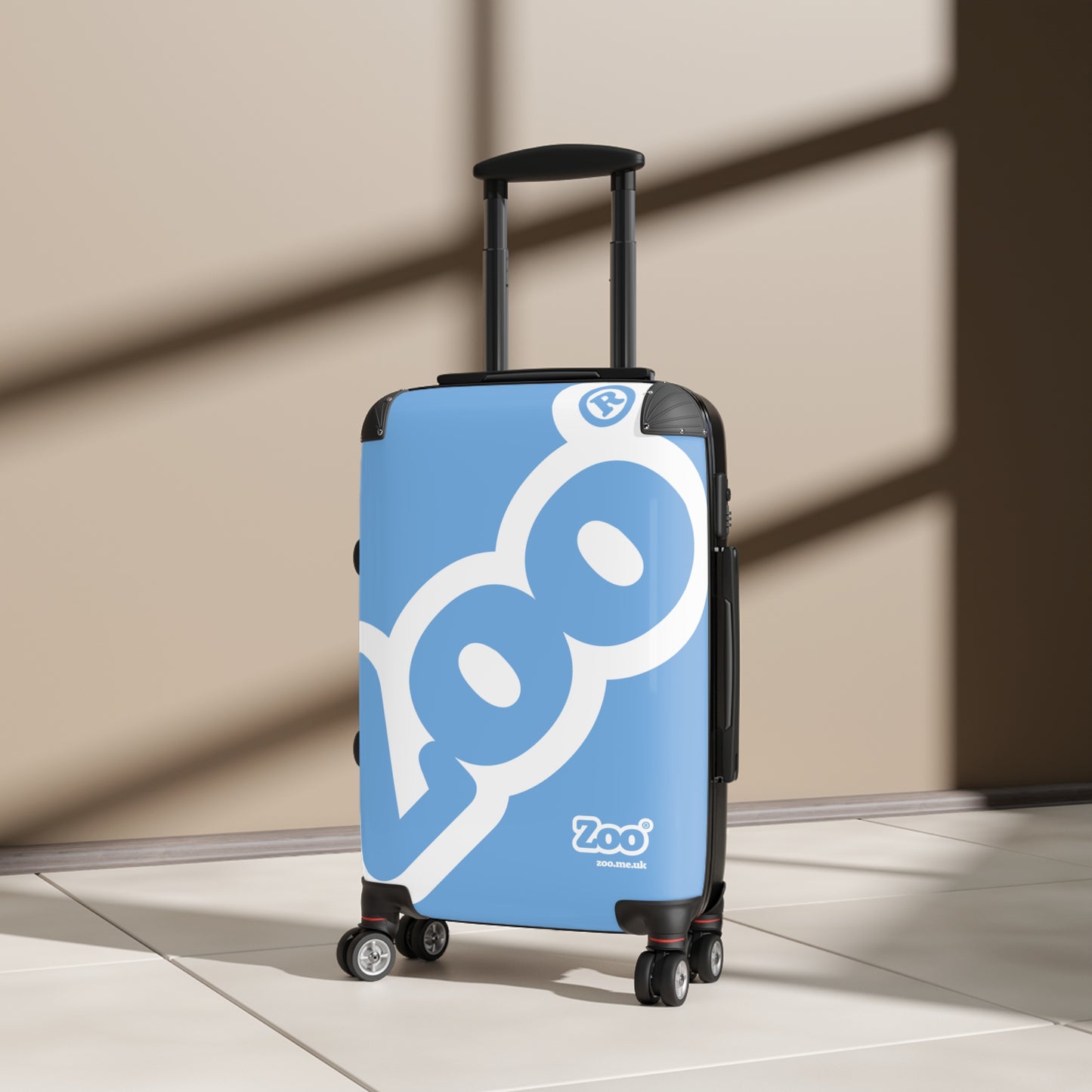 Zoo® White on Light Blue - Black Suitcase