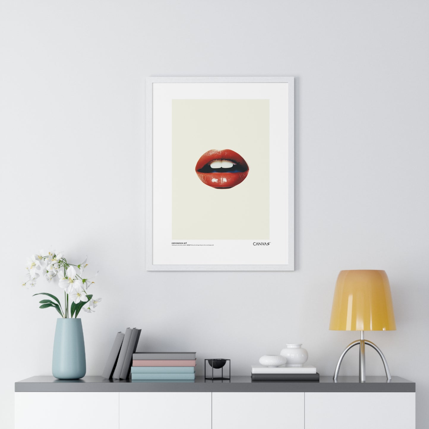 CANVAS™ RED-LIPS-TALK Portrait Framed Poster