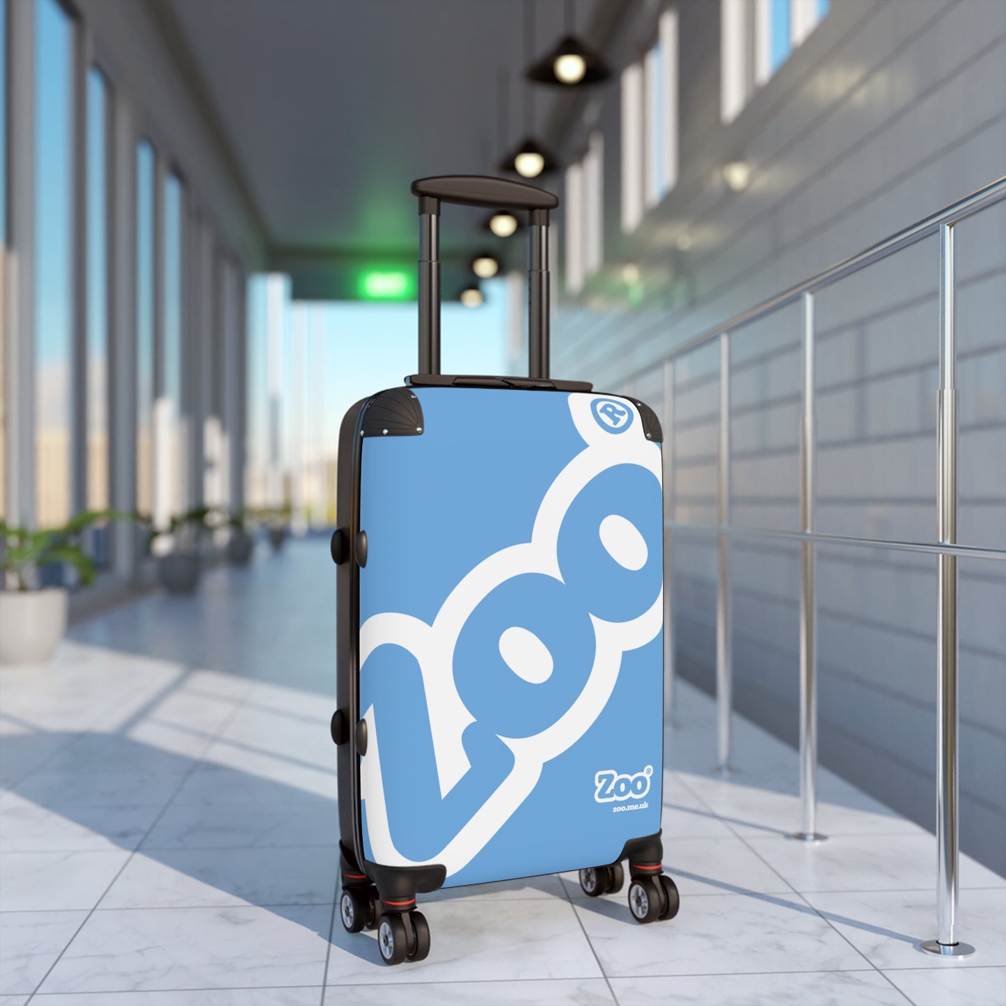 Zoo® White on Light Blue - Black Suitcase