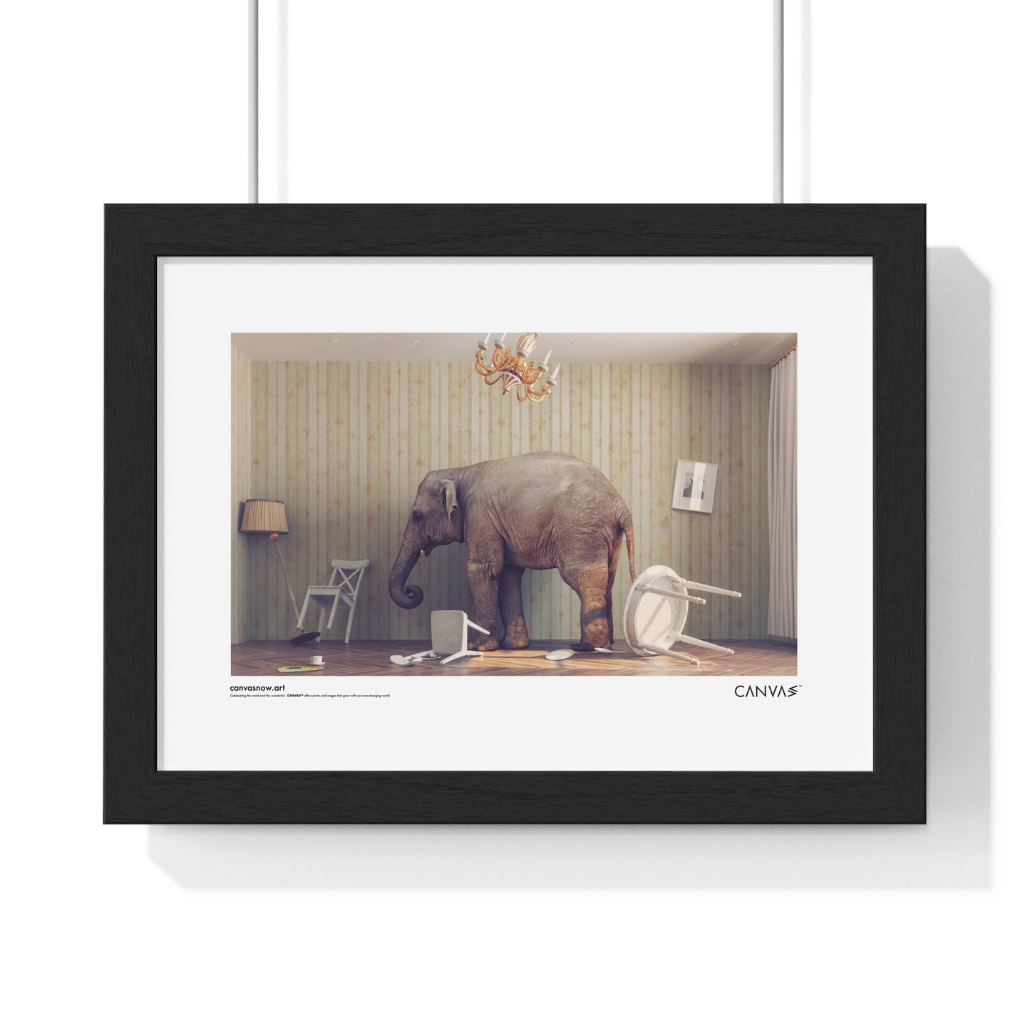CANVAS™ ELEPHANT-ROOM Landscape Framed Poster