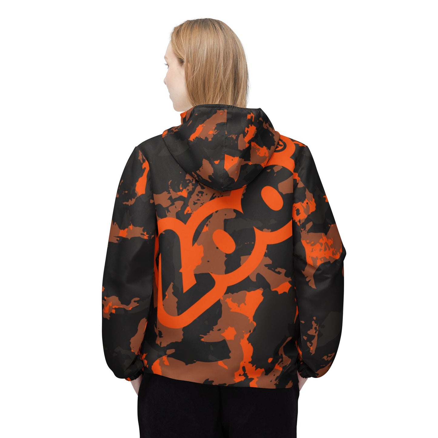 Zoo® Black & Orange - Unisex Camo Windbreaker Jacket