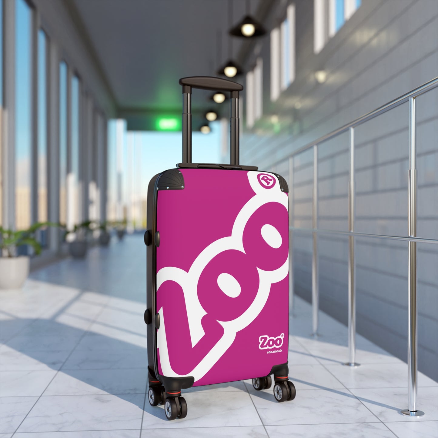 Zoo® White on Pink - Black Suitcase