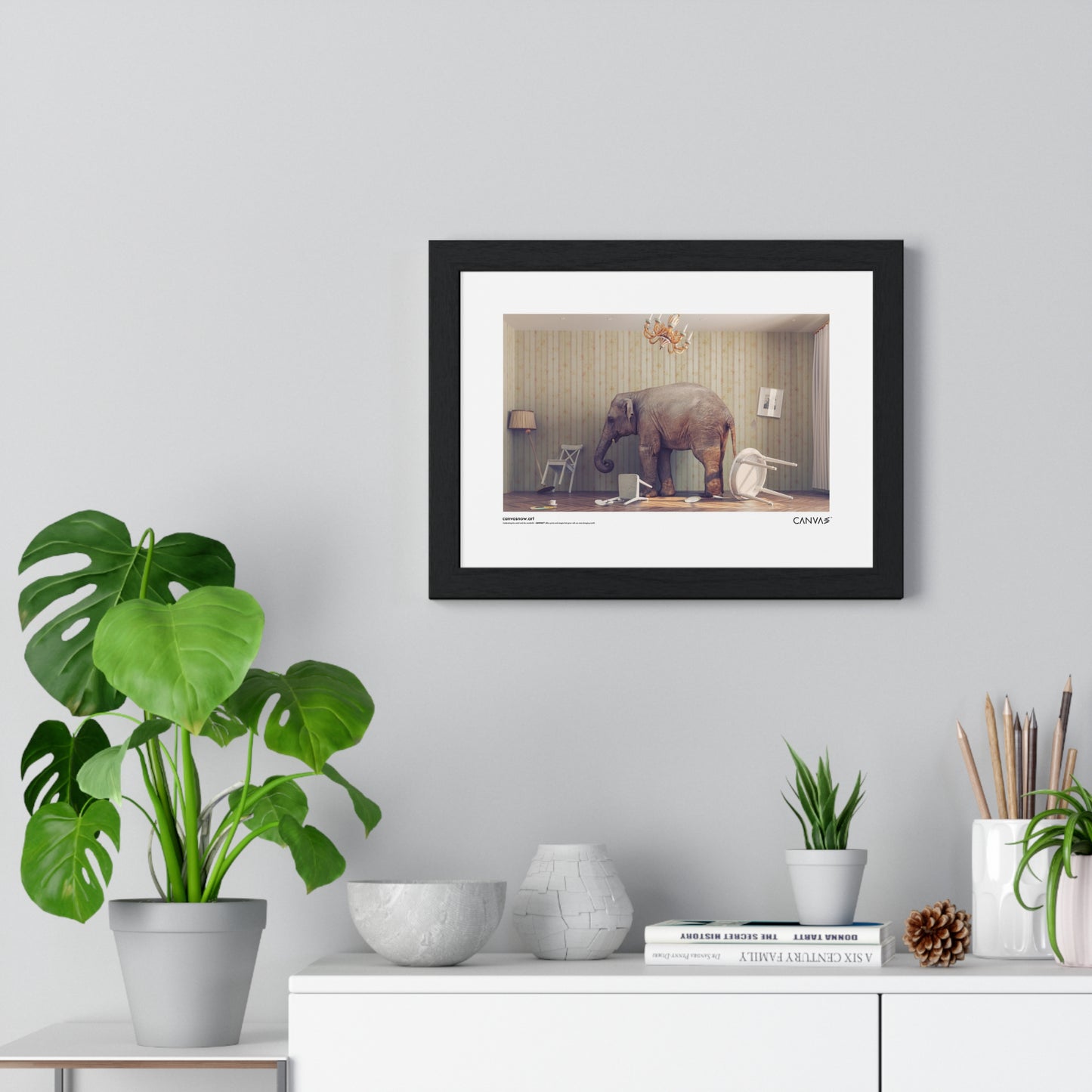 CANVAS™ ELEPHANT-ROOM Landscape Framed Poster