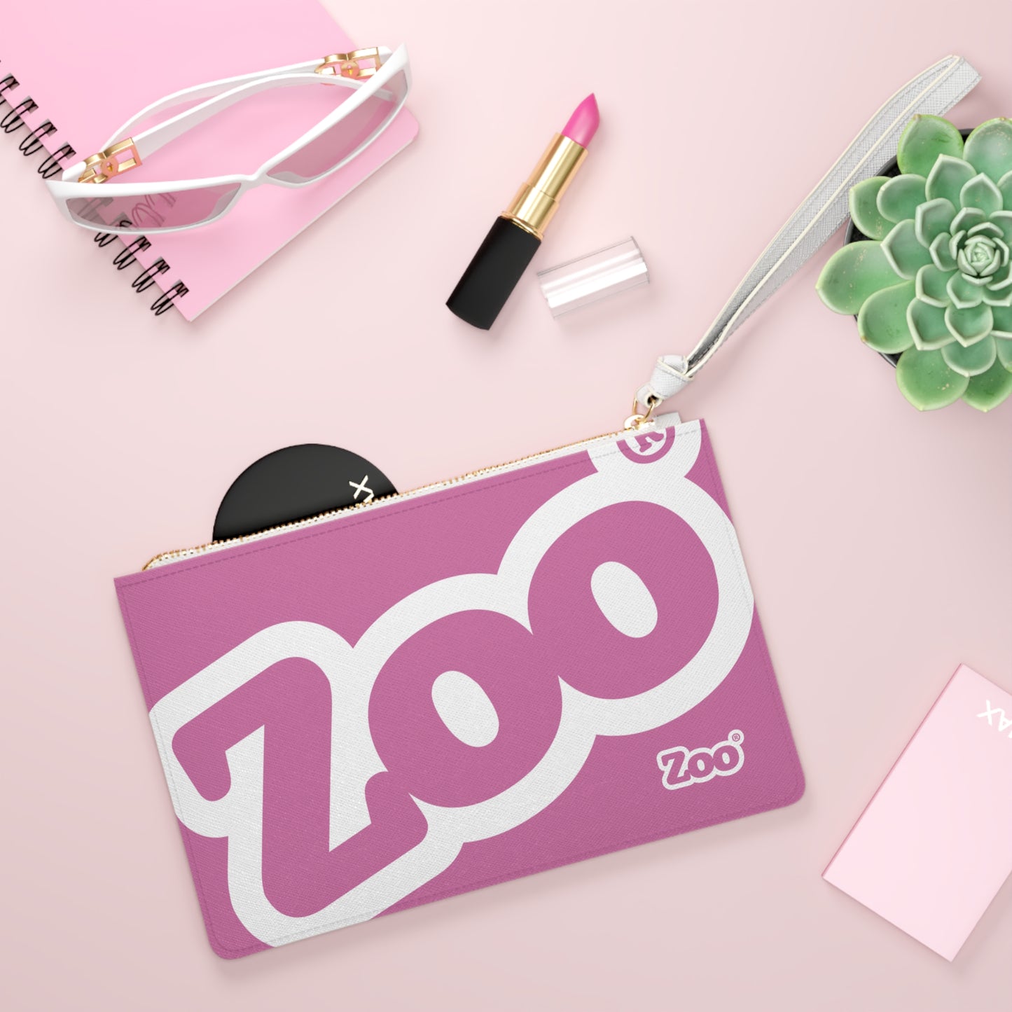 Zoo® Light Pink with White Clutch Bag