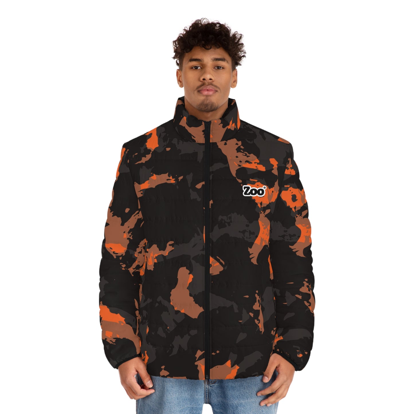 Zoo® Black & Orange Camo - Unisex Puffer Jacket