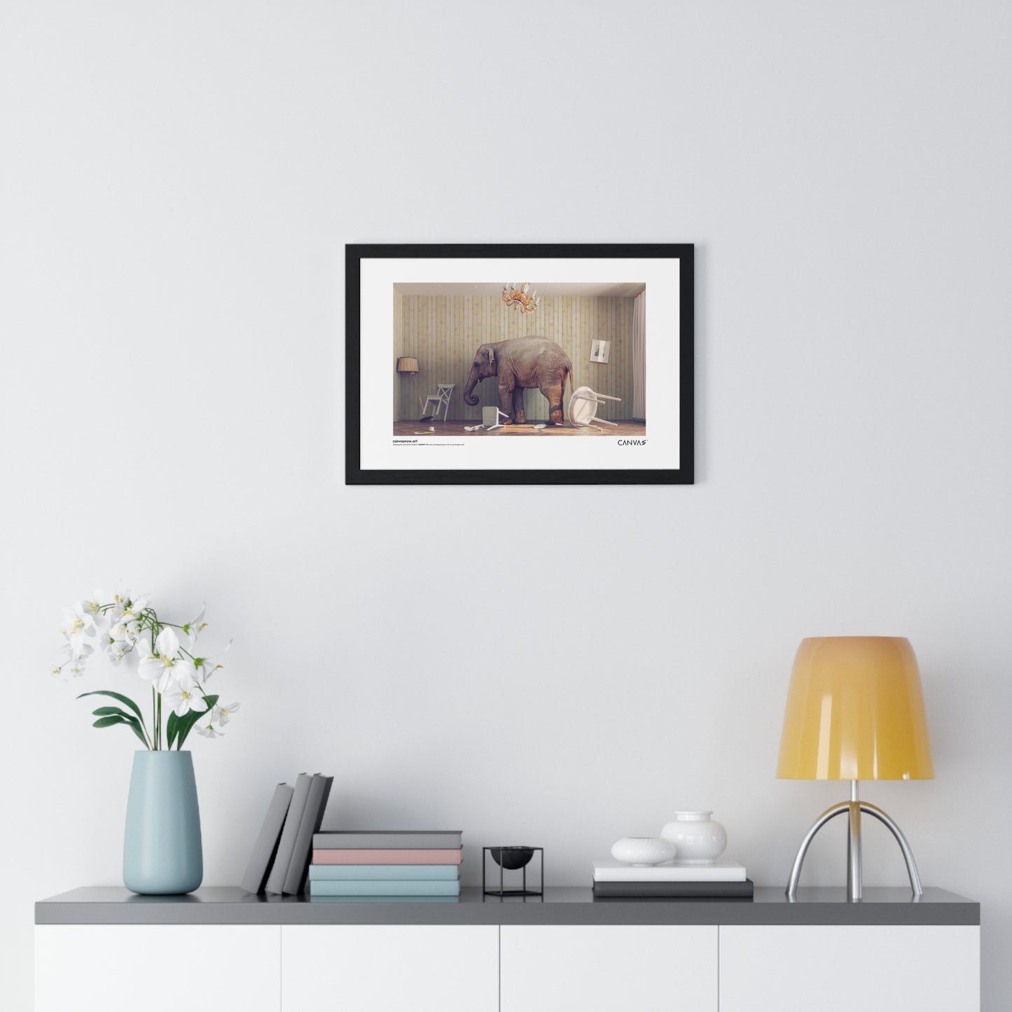 CANVAS™ ELEPHANT-ROOM Landscape Framed Poster