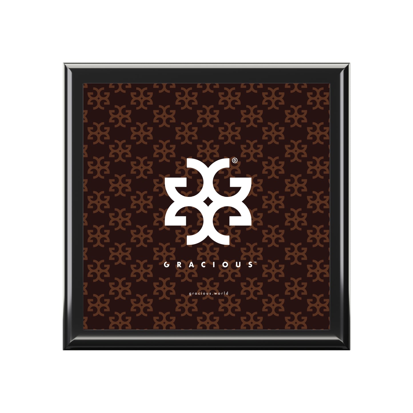 GRACIOUS™ Deep Brown Patterned with White Jewelry Box