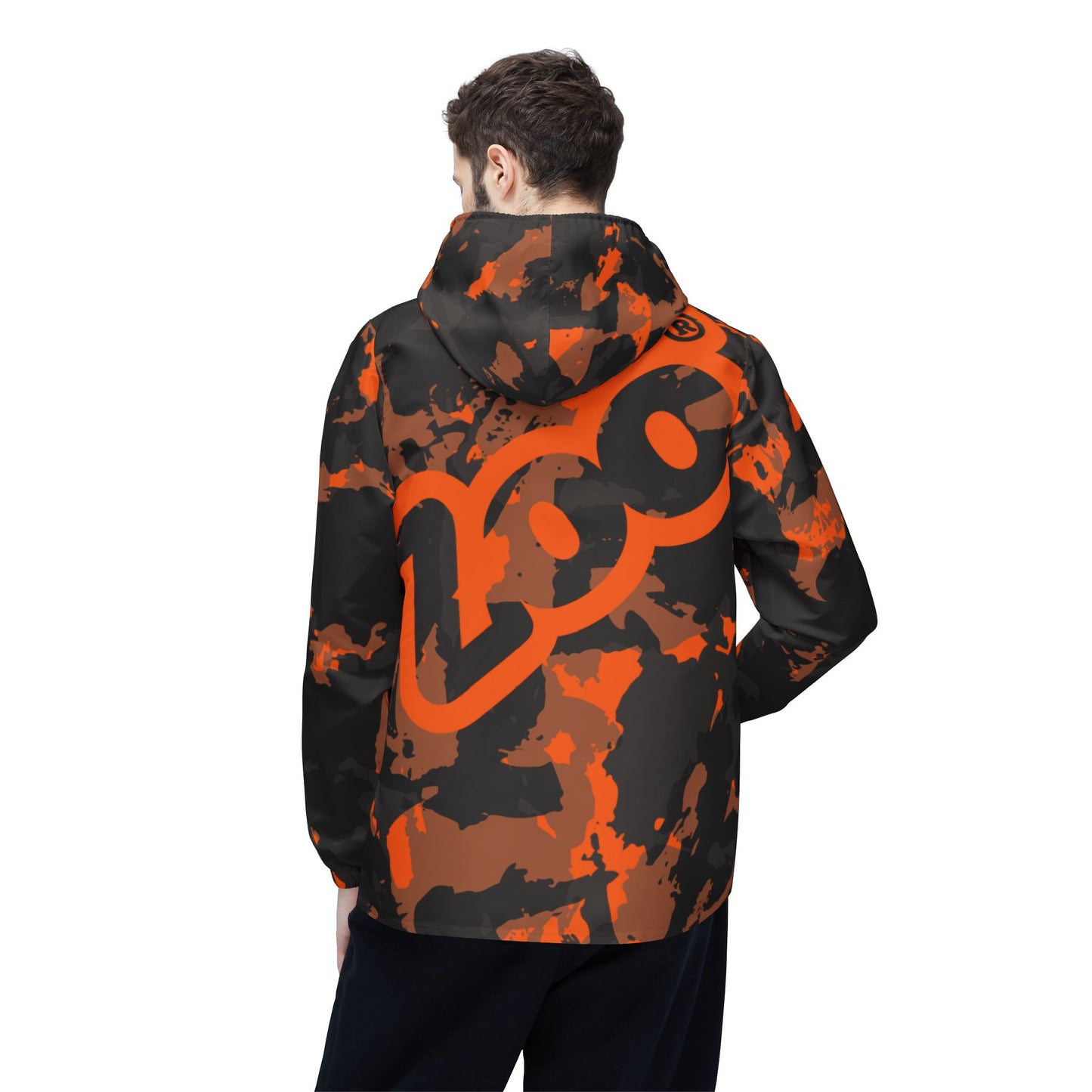 Zoo® Black & Orange - Unisex Camo Windbreaker Jacket