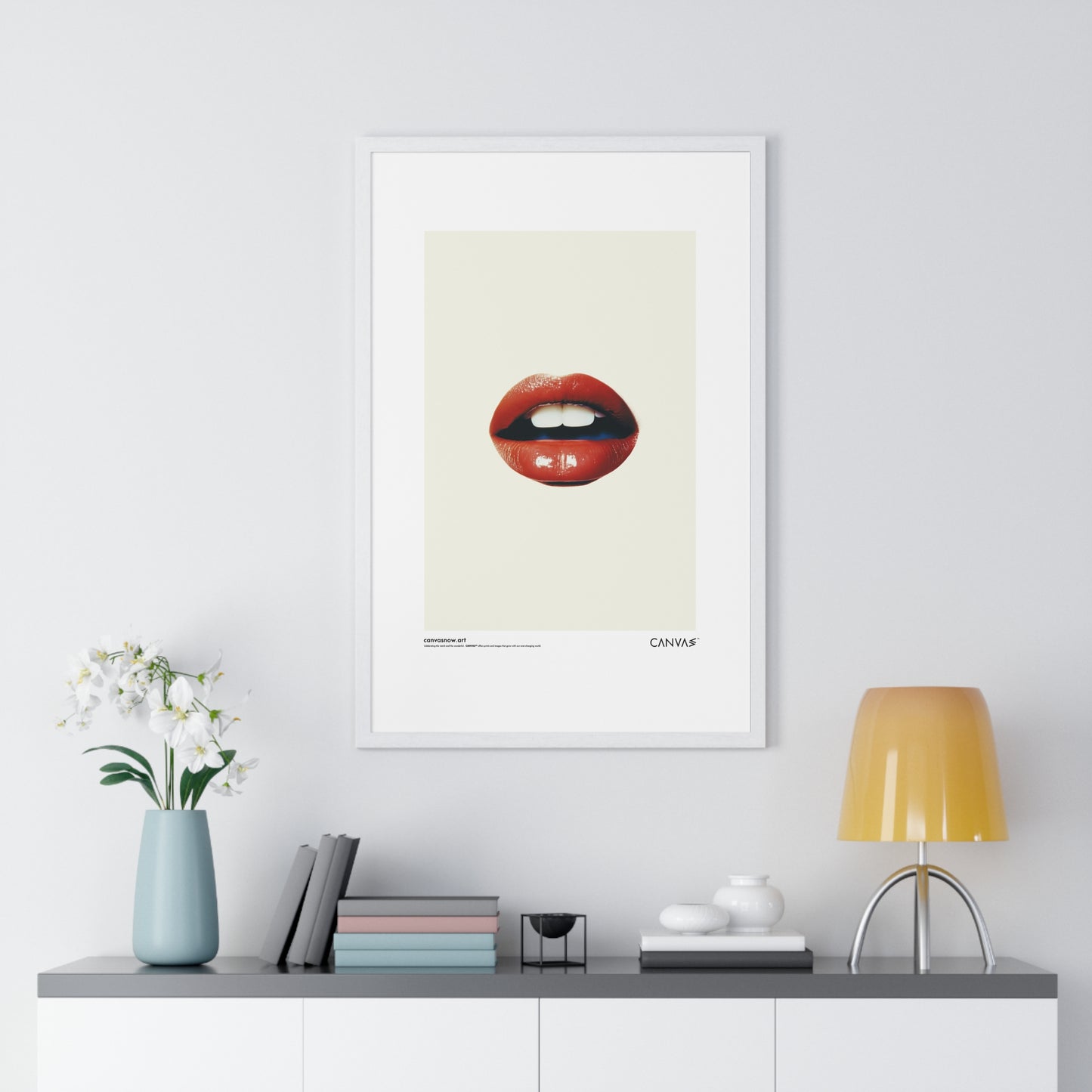 CANVAS™ RED-LIPS-TALK Portrait Framed Poster