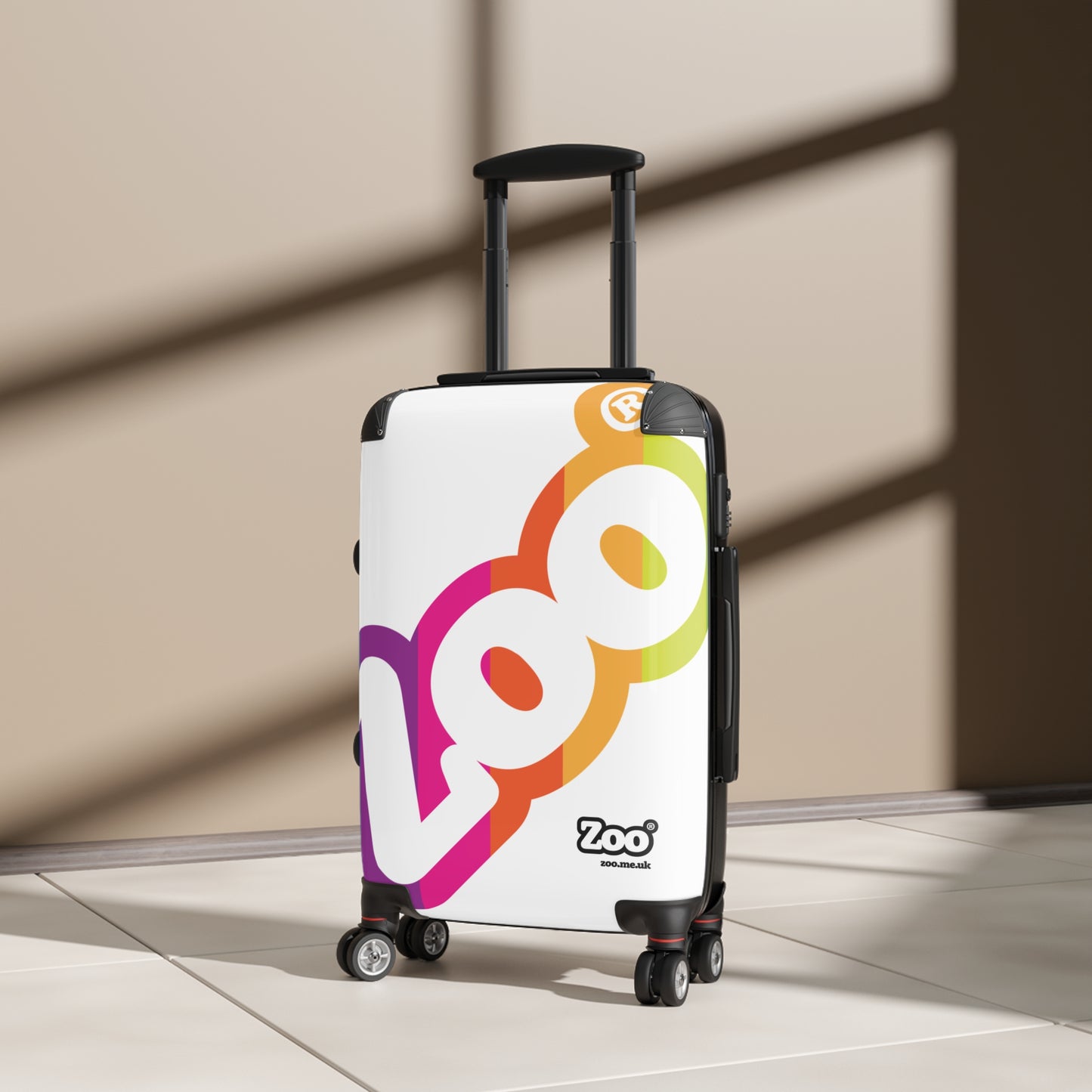 Zoo® Rainbow on White - Black Suitcase