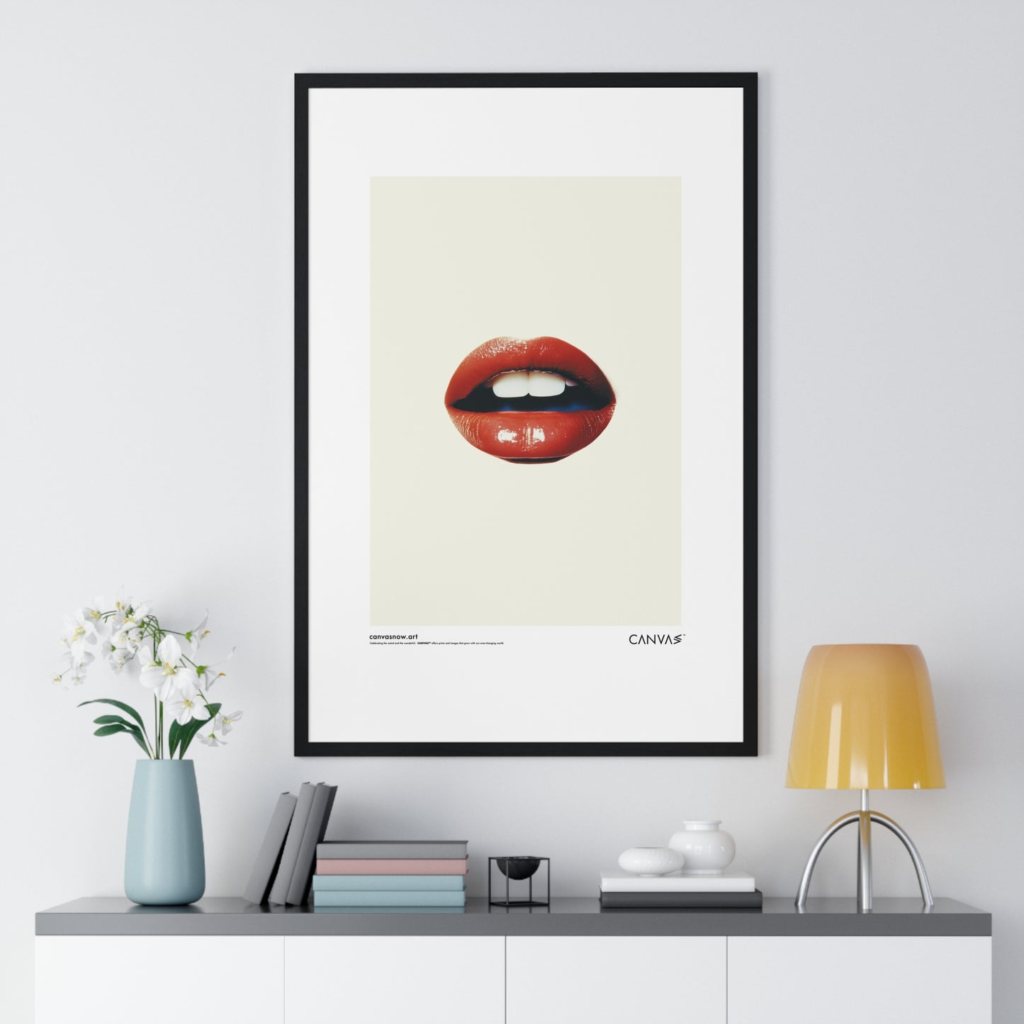 CANVAS™ RED-LIPS-TALK Portrait Framed Poster