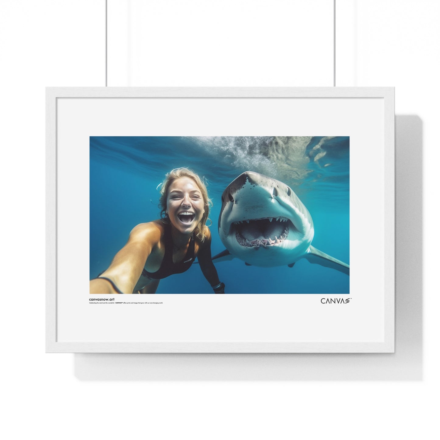 CANVAS™ SHARK-SELFIE Landscape Framed Poster