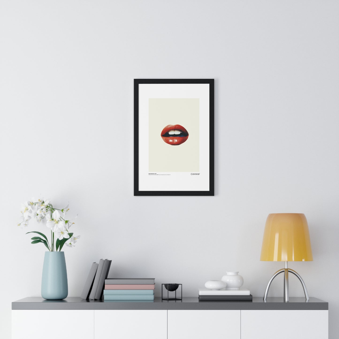 CANVAS™ RED-LIPS-TALK Portrait Framed Poster