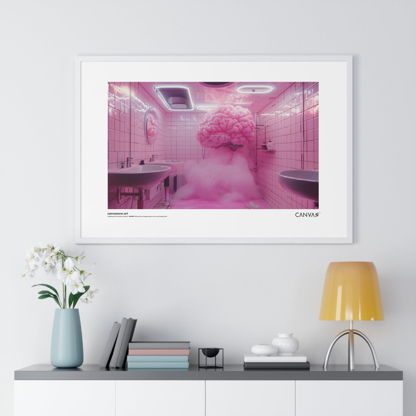 CANVAS™ PINK-BRAIN Landscape Framed Poster