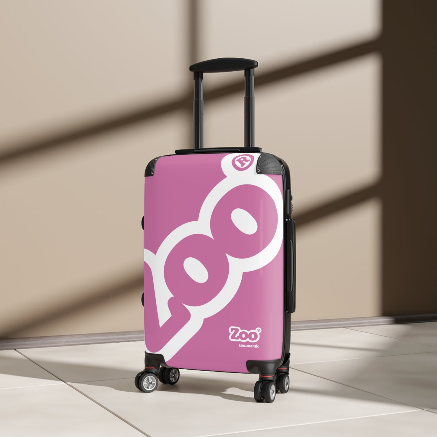 Zoo® White on Pink - Black Suitcase