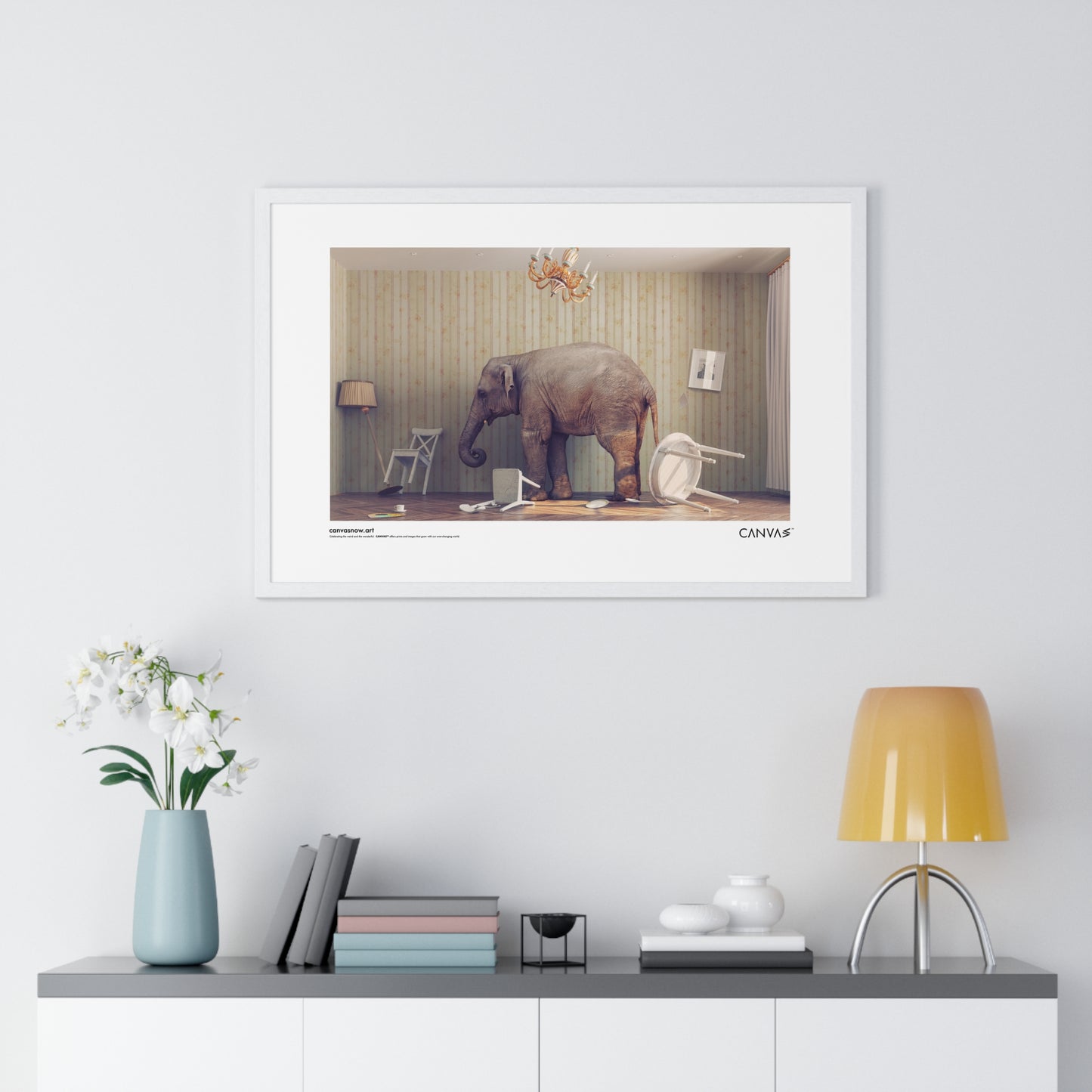 CANVAS™ ELEPHANT-ROOM Landscape Framed Poster