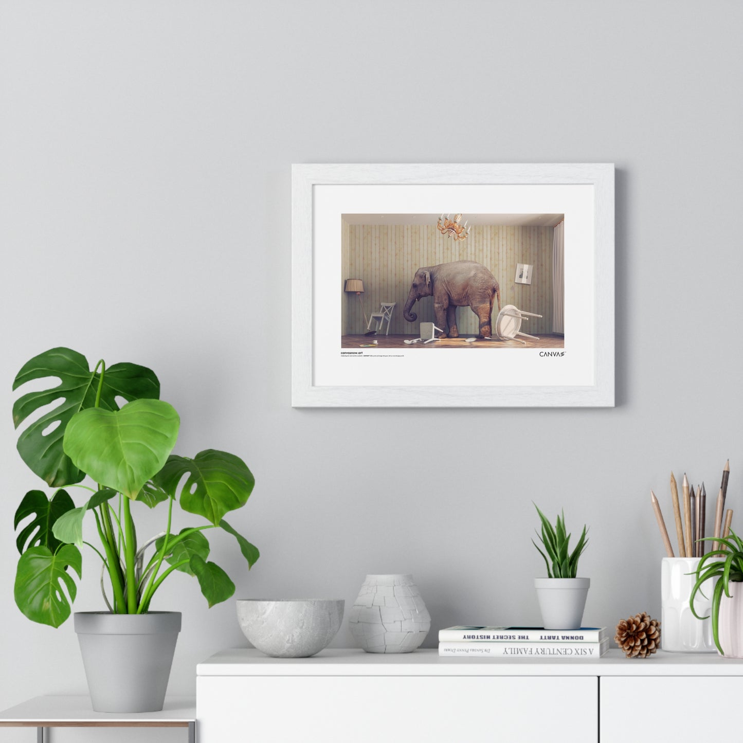 CANVAS™ ELEPHANT-ROOM Landscape Framed Poster