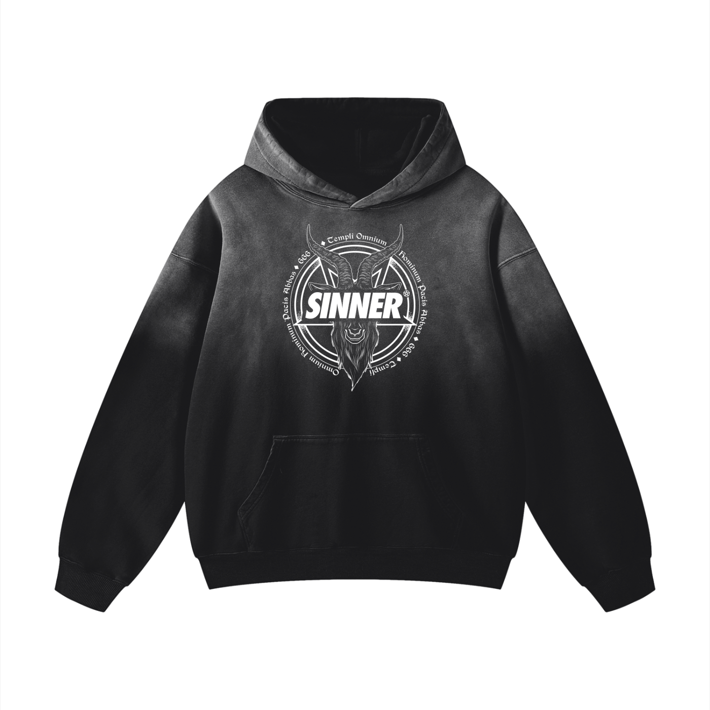 SINNER© White on Multicoloured Unisex Heavyweight Sunfade Oversized Hoodie