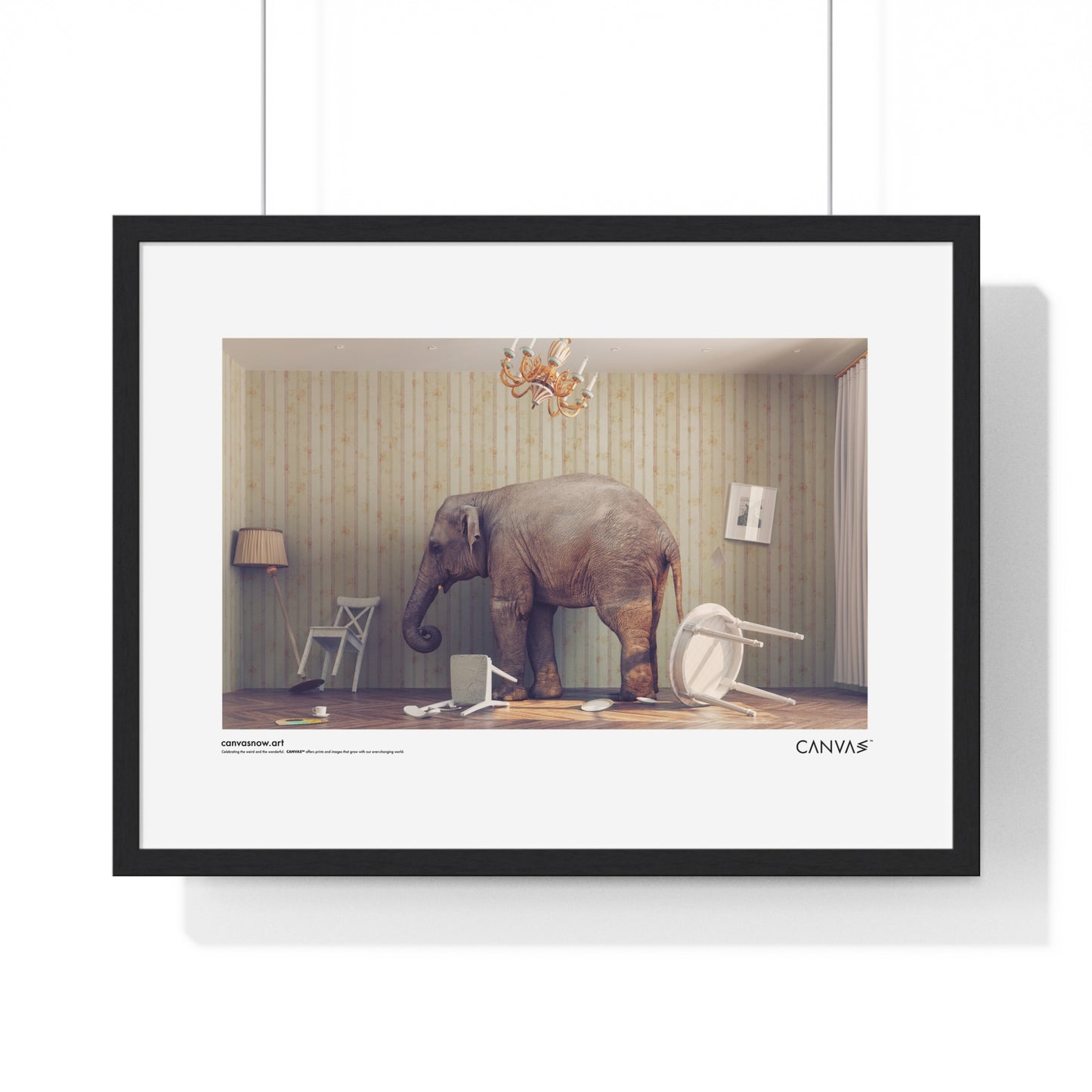 CANVAS™ ELEPHANT-ROOM Landscape Framed Poster