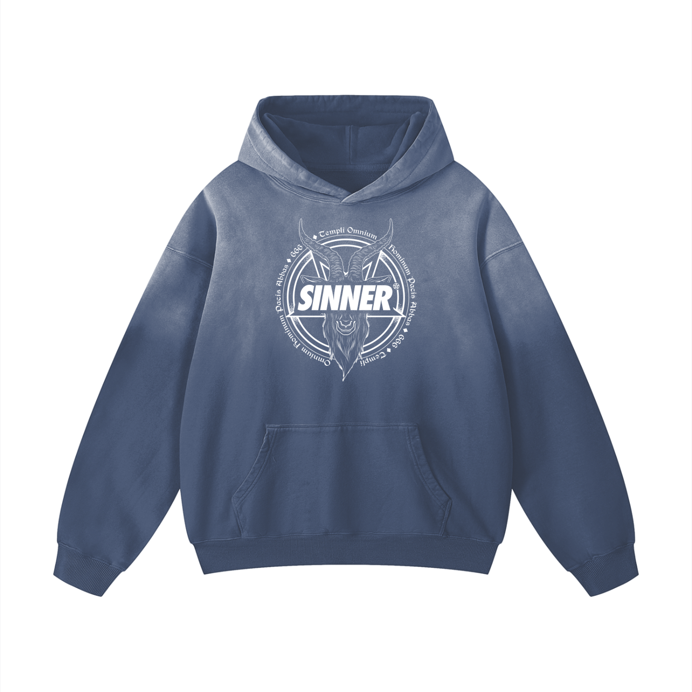 SINNER© White on Multicoloured Unisex Heavyweight Sunfade Oversized Hoodie