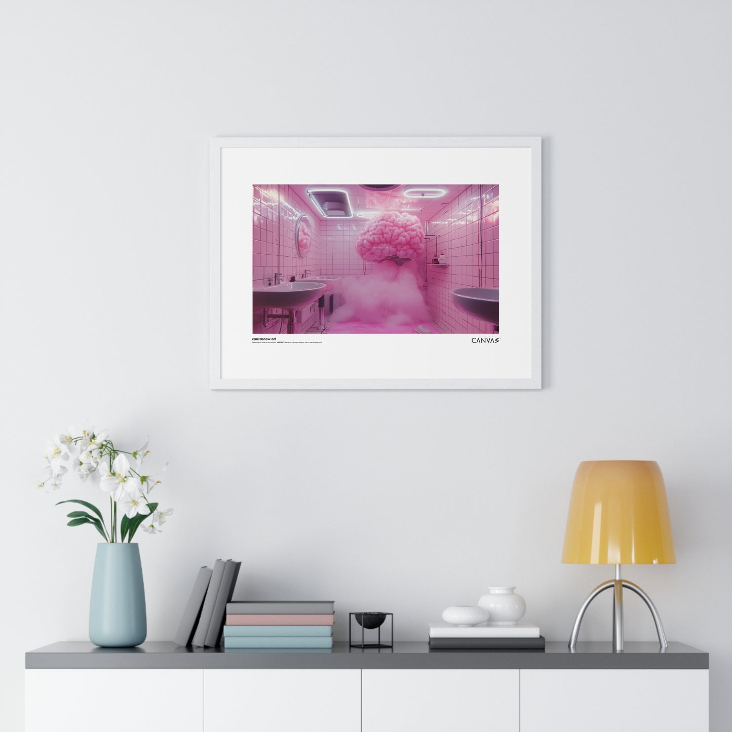 CANVAS™ PINK-BRAIN Landscape Framed Poster