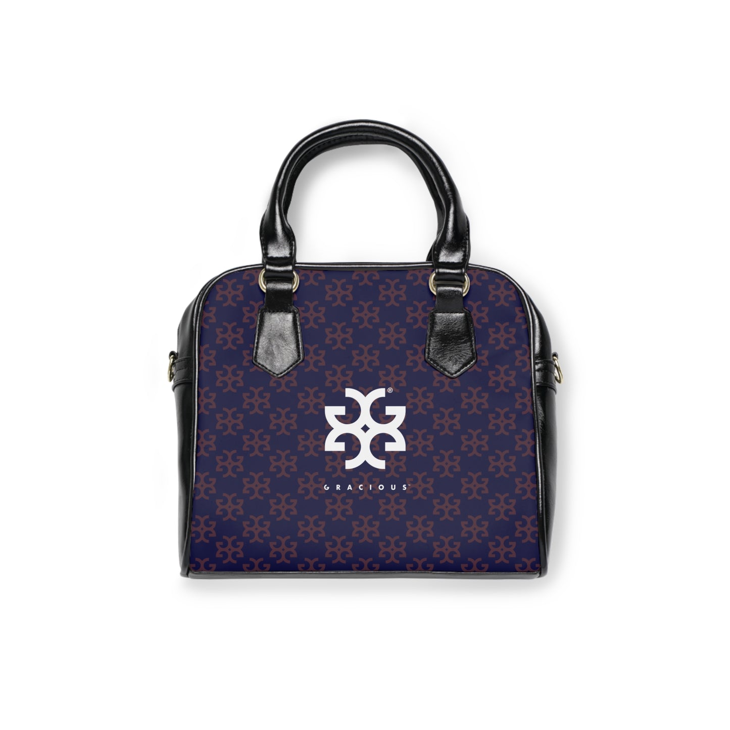 GRACIOUS™ Deep Purple Patterned with White Elegant Shoulder Handbag