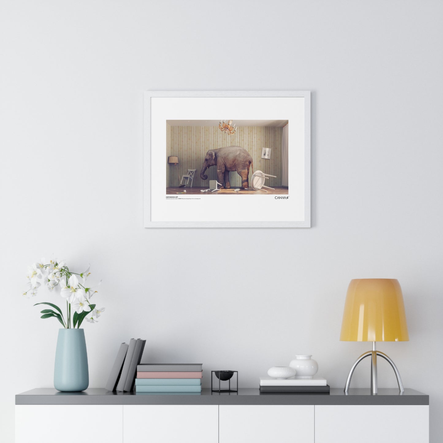 CANVAS™ ELEPHANT-ROOM Landscape Framed Poster