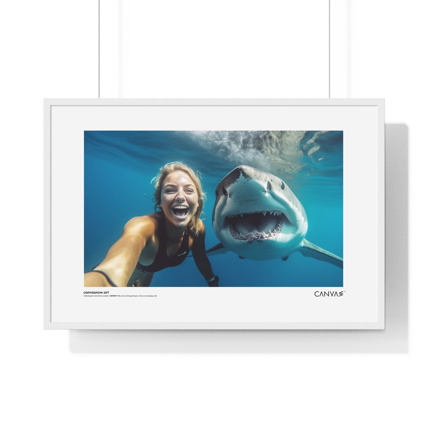 CANVAS™ SHARK-SELFIE Landscape Framed Poster