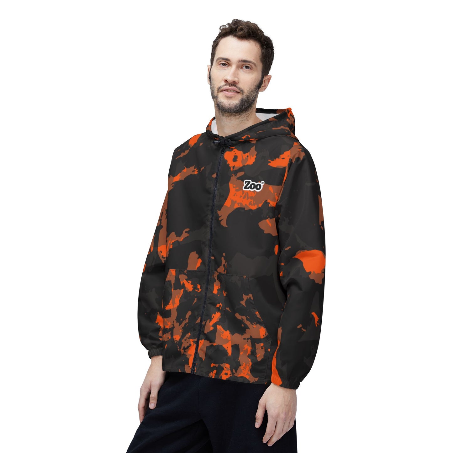 Zoo® Black & Orange - Unisex Camo Windbreaker Jacket