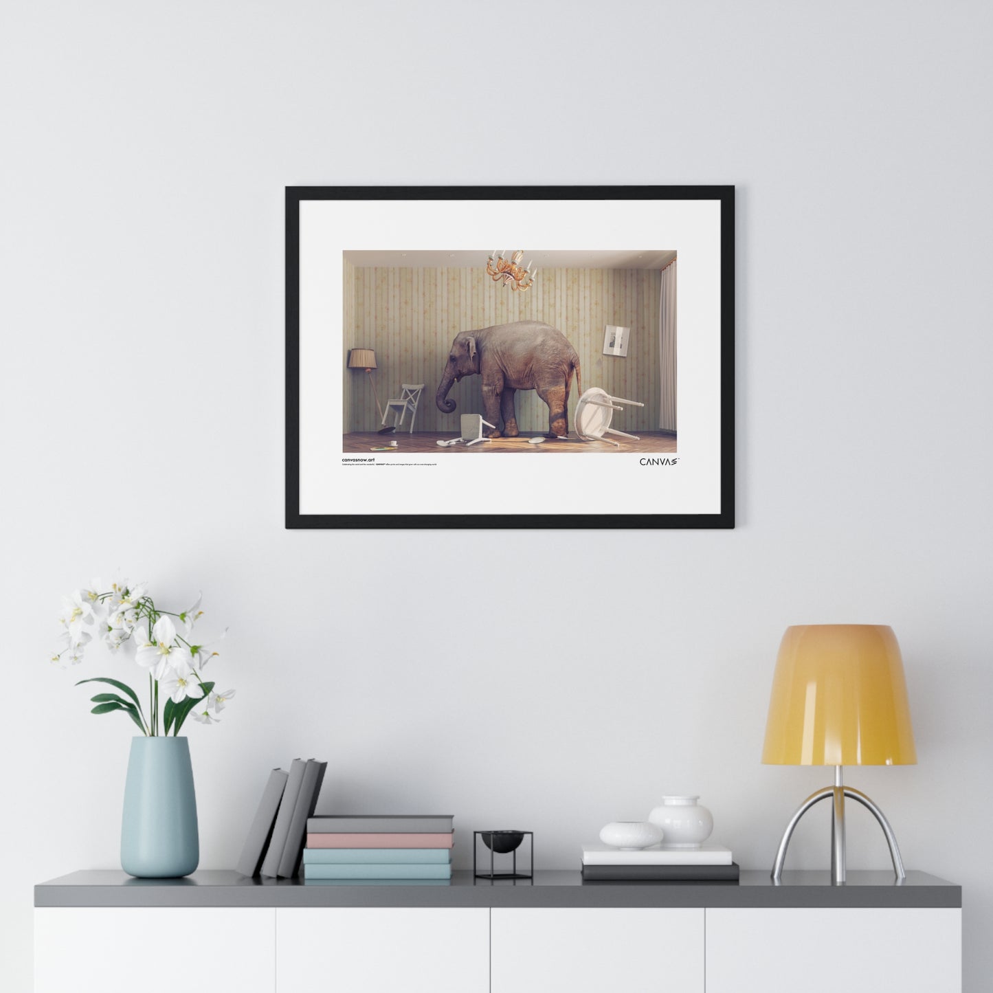 CANVAS™ ELEPHANT-ROOM Landscape Framed Poster
