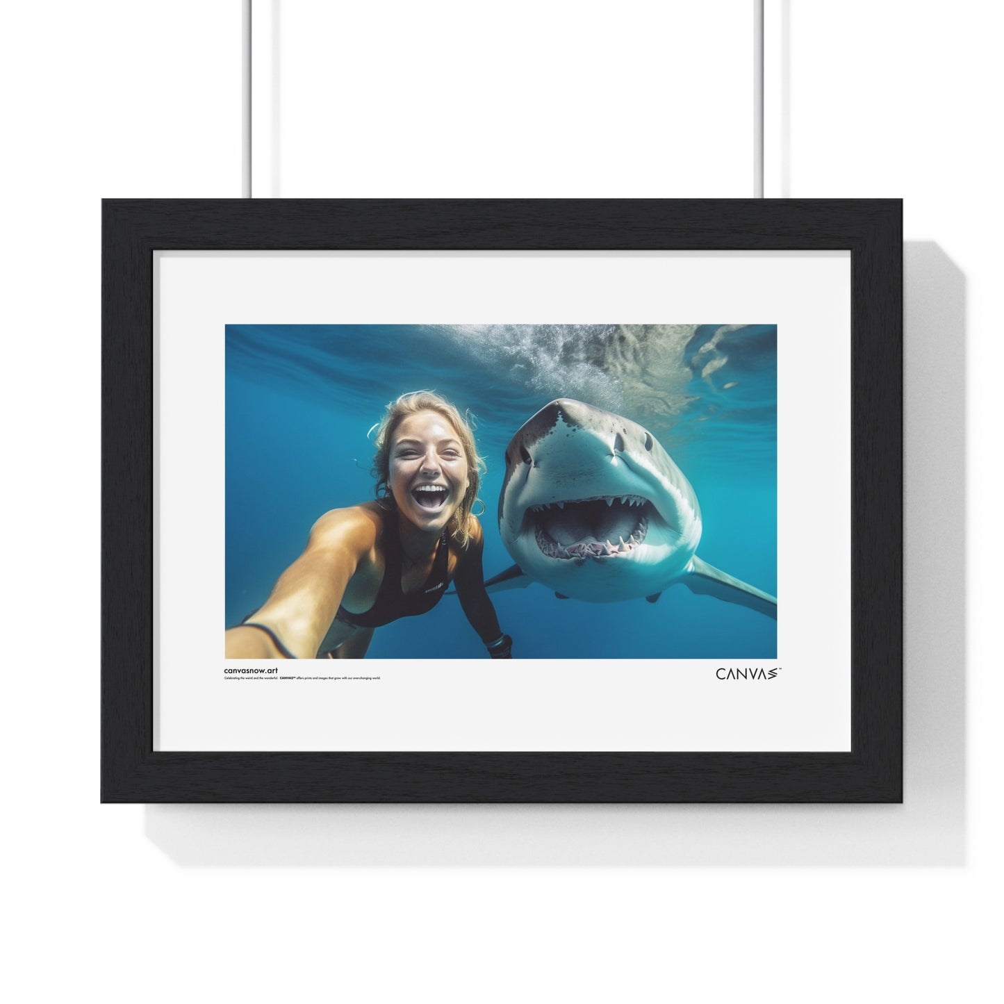 CANVAS™ SHARK-SELFIE Landscape Framed Poster