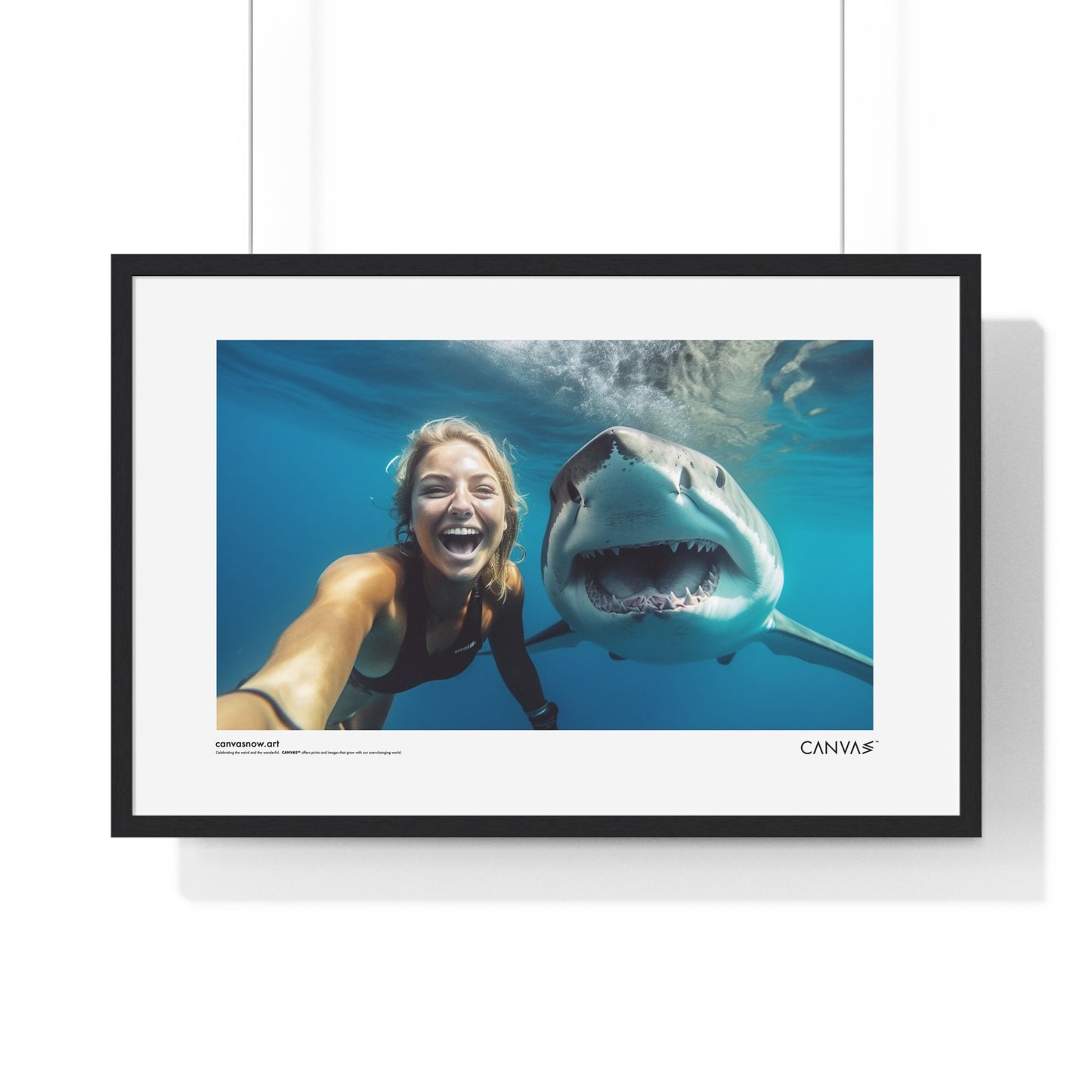 CANVAS™ SHARK-SELFIE Landscape Framed Poster