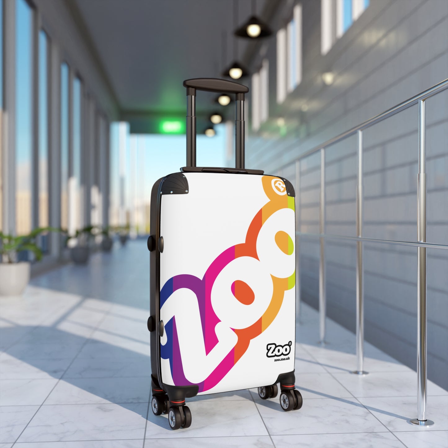 Zoo® Rainbow on White - Black Suitcase