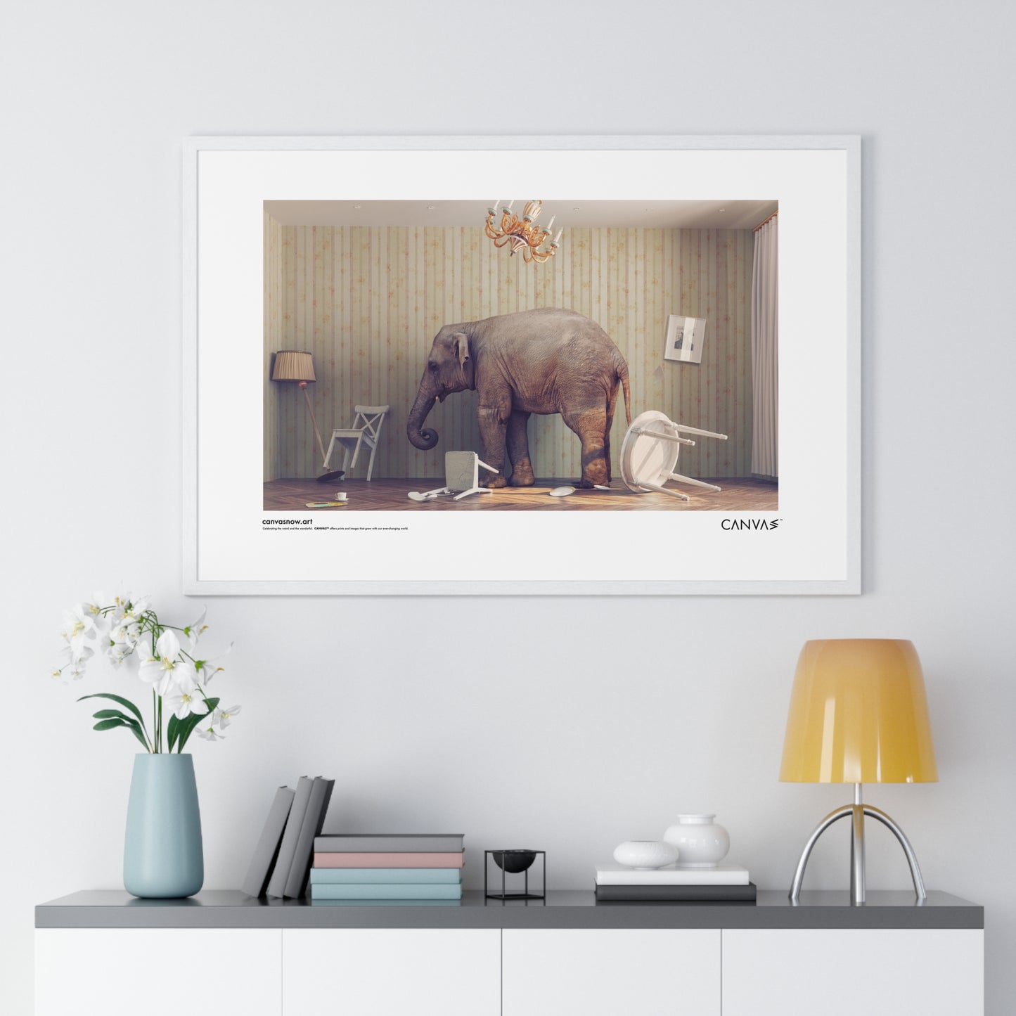 CANVAS™ ELEPHANT-ROOM Landscape Framed Poster