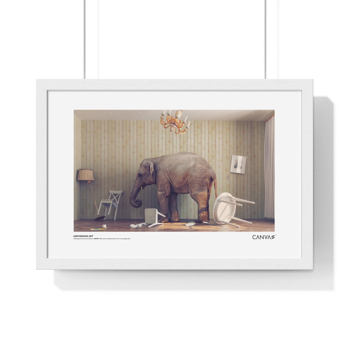 CANVAS™ ELEPHANT-ROOM Landscape Framed Poster
