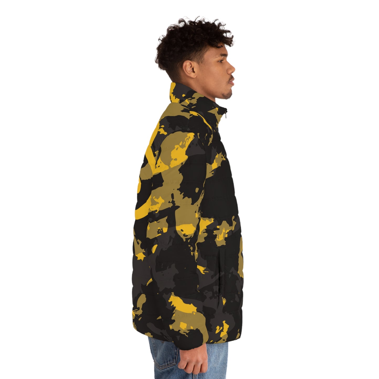 Zoo® Black & Yellow Grey Camo - Unisex Puffer Jacket